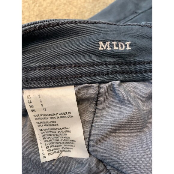 American Eagle Shorts Womens 8 Midi Stretch Flat Front Chino Navy Washed Cotton - Picture 8 of 9